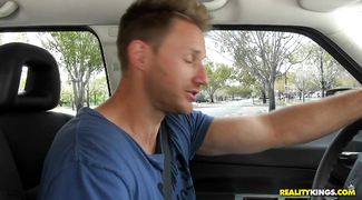 Overwhelming blonde Kali Kavalli gets buck naked and gives a sizzling blowjob