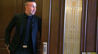 Slutty diva Alektra Blue with curvy natural tits bends over to take it from behind