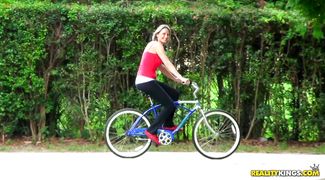 Lascivious blonde beauty Misty Law is about to start moaning from pleasure while her hunk is fucking her